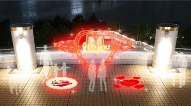 「アクアシティお台場シーサイドイルミネーション」ハートオブジェイメージ