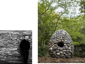 【左】榮建太郎【右】作品名：「いしのたね」 六甲オルゴールミュージアム