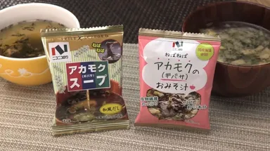 「アカモクスープ」と「アカモク（ギバサ）のおみそ汁」