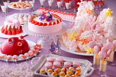 色鮮やかなピンクのサンゴ礁エリア