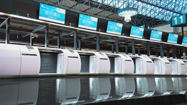 桃園空港第2ターミナル3階出発ロビーに「自動手荷物預け機」が設置されました