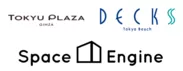 「東急プラザ銀座」「デックス東京ビーチ」とSpaceEngineのロゴ