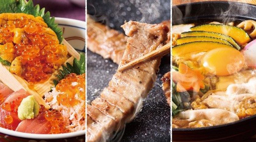 【美味しい ゆめ、あん しん価格。】
海鮮・牛たん・熱々うどんも。
夢庵の冬の海鮮丼は「うに・いくら・かに」全部のせ！