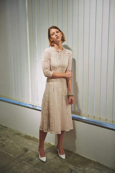 LADY MIXレースフレアーワンピース