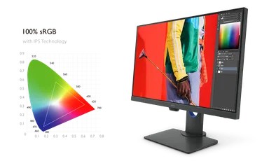 sRGBとRec.709を100％カバーする広色空間