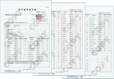 検査結果証明書例