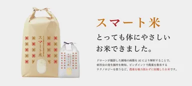 ピンポイント農薬散布テクノロジーを活用し栽培された「スマート米」
