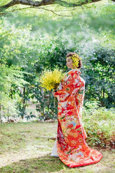 打掛に合わせた和装ブーケ・ヘッドオーナメント(1)