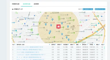 地図上で一覧表示されるから比較も楽々。