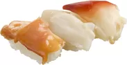 天然貝の3貫盛り（赤貝・白とり貝・ほっき貝）