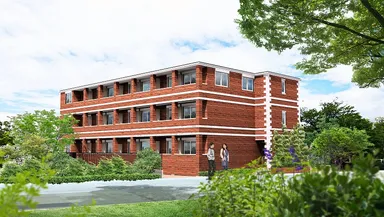 住居＋18所帯のレンガ積みの賃貸併用住宅(横浜市鶴見区で現在建築中)