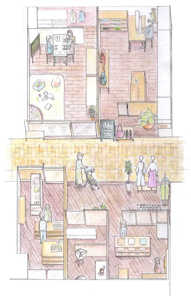 「神戸湊川Atelier Otonari」テナントイメージイラスト