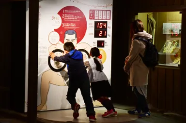 西郷どんパネルと押し相撲ができるコーナー