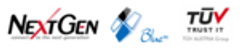 株式会社ネクストジェン、Blue Telecom Consulting、TUV TRUST ITのロゴ