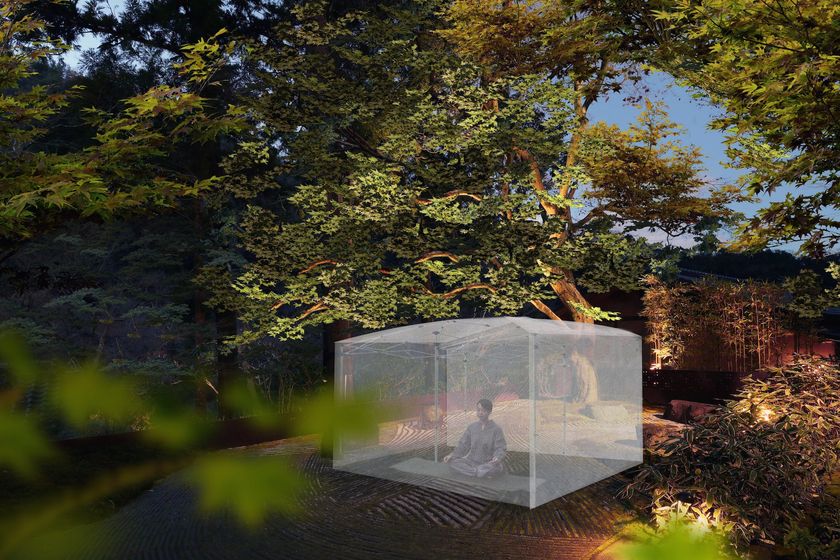 星のや京都
夏の一日の終わりに涼を感じ、心を落ち着かせるひととき
世界初！京都・北山杉の蚊帳で瞑想「水辺の夜坐」開催
期間：2019年7月1日～8月31日