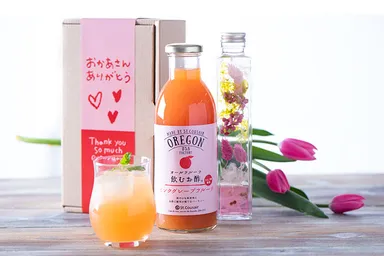 ハーバリウムベリーピンクとオールフルーツ飲むお酢のギフト（ピンクグレープフルーツ）-2