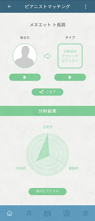 アプリ「Piano Every Day」の新機能「Pianist Matching」画面