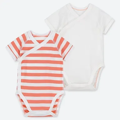 クルーネックボディ(半袖・前開き・2枚組）