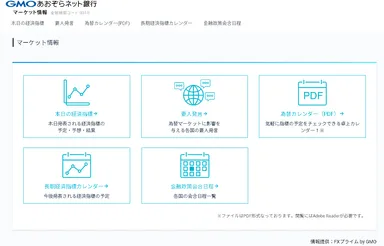 GMOあおぞらネット銀行 マーケット情報