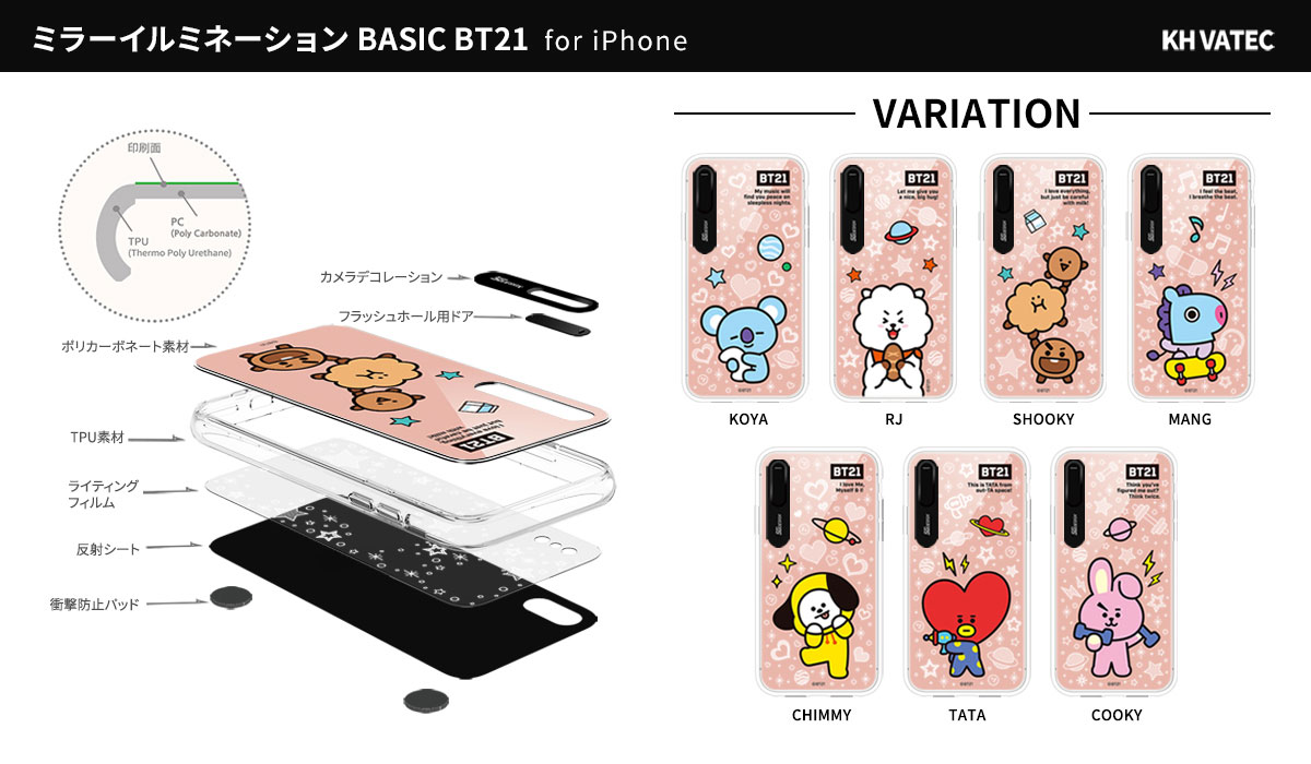 Bt21の背面ミラー 光るiphoneイルミネーションケース 株式会社ロア インターナショナルのプレスリリース