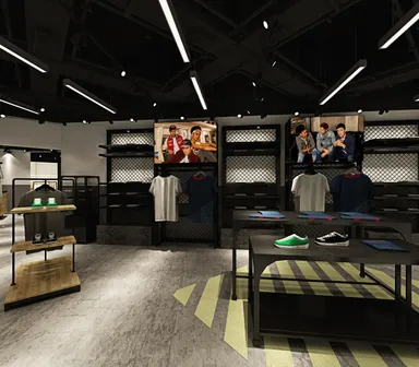 内観　専用什器による空間