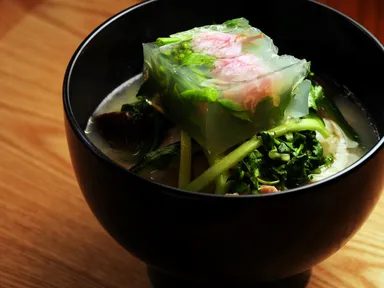 鶏肉と菜の花のおみそ汁