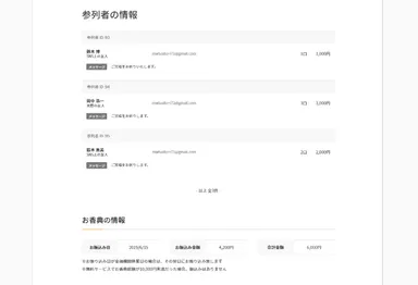 喪主用参列者一覧ページサンプル