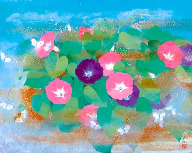 南 正文 画 「昼顔」日本画