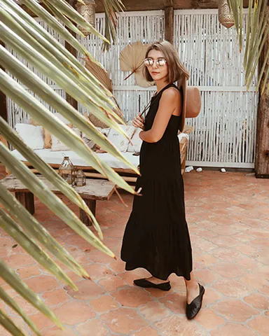 『CAVEZA ROSSO(カベサロッソ)』バッククロスティアードワンピース