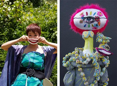 (左から)秦まりの（撮影 渡辺幸子）、「一つ目めがねの先生と感情のモンスター」