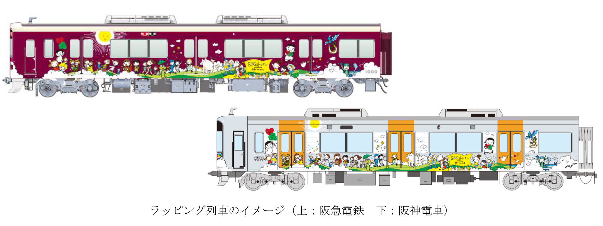 阪急阪神 未来のゆめ まちプロジェクト10周年記念 国や自治体 企業 市民団体と連携してsdgsの啓発メッセージを発信する Sdgsトレイン 未来のゆめ まち号 を運行します 阪急電鉄株式会社のプレスリリース