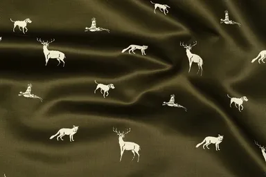 バースティーン＆バンリーズ社　ハント　オリーブ色　プリント裏地