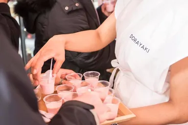 桜プリンの試食