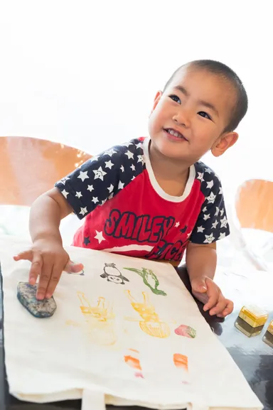 「消しゴムはんこde食育」1