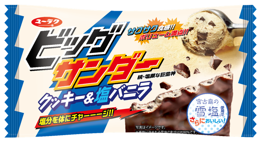 続・塩顔な巨雷神!
昨年大好評の塩バニラ味が限定復活
ビッグサンダー クッキー&塩バニラ