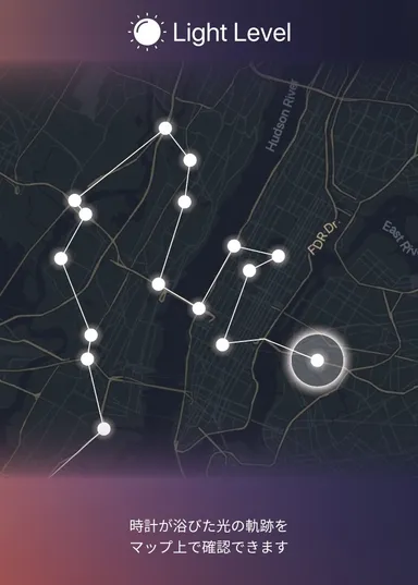 エコ・ドライブの腕時計ならではの光量計画面