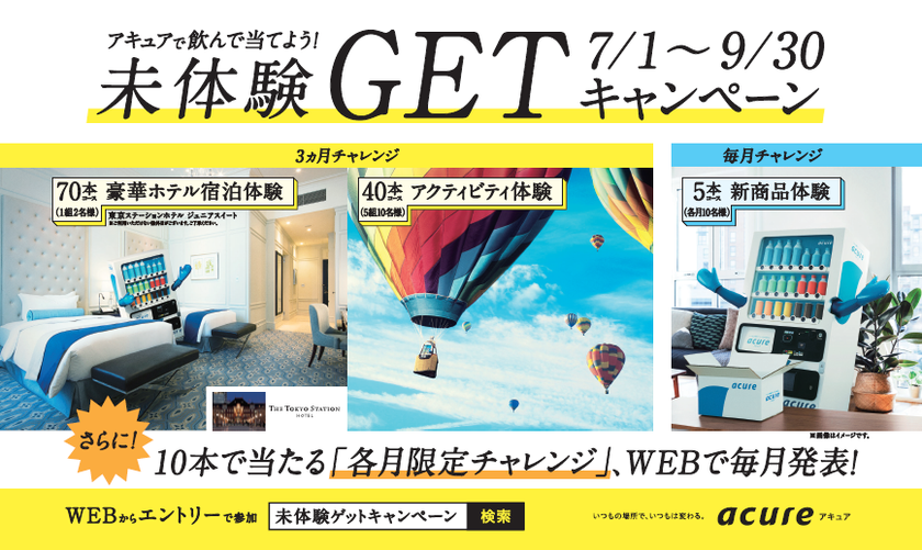 豪華ホテル宿泊体験 !? アクティビティ体験 !? 新商品体験 !? 
『アキュアで飲んで当てよう！未体験GETキャンペーン』