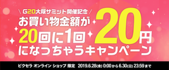 ピクセラ オンラインショップでの買物金額が抽選で20回に1回“20円”に！G20開催記念キャンペーン6/30まで開催