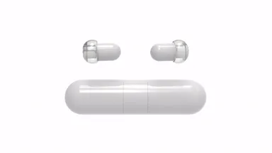 世界最小ワイヤレスイヤホン「GRAIN」ケースと本体(1)