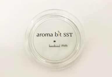 図4：「犬の鼻」と同等の約1,200素子を有する約1ミリ角のシリコンCMOS型ニオイセンサー素子の写真