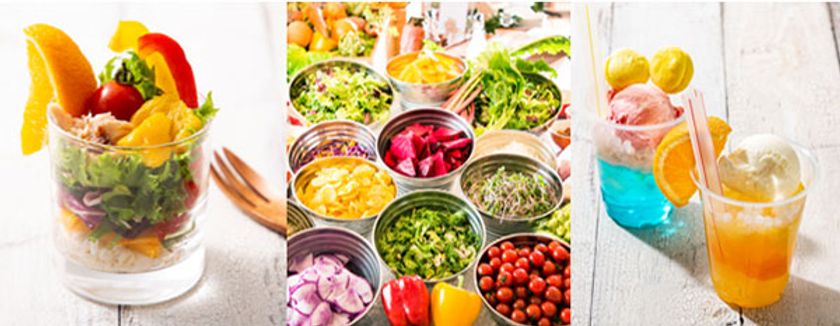 夏休み企画！お食事券や天然温泉ご入浴券をプレゼント
サラダパフェ＆飲むぷるぷるゼリー フォトコンテスト
2階マルシェダイニング「ネン」にて 7月13日（土）～8月31日（土）開催