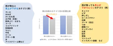 降水効果のカテゴリ別の影響比較