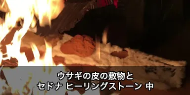 ウサギの皮の敷物