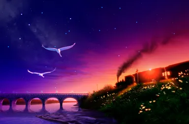 銀河鉄道の夜_作中画像_旅立ちの渚_宵