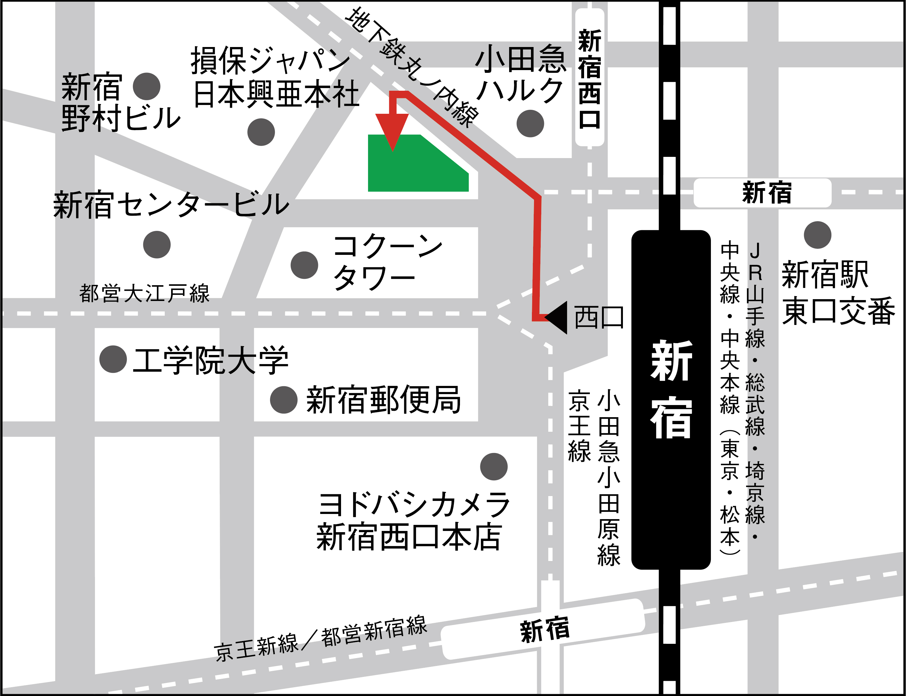 新宿西口ラーニングスタジオ 移転先地図