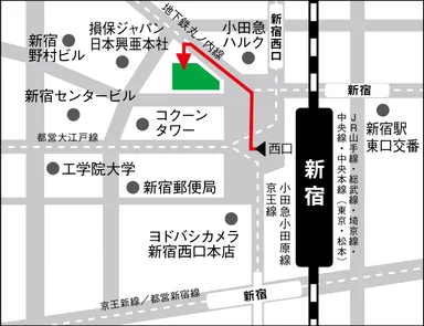 新宿西口ラーニングスタジオ 移転先地図
