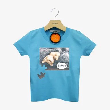 ねこ(B)Tシャツ(アクアブルー)