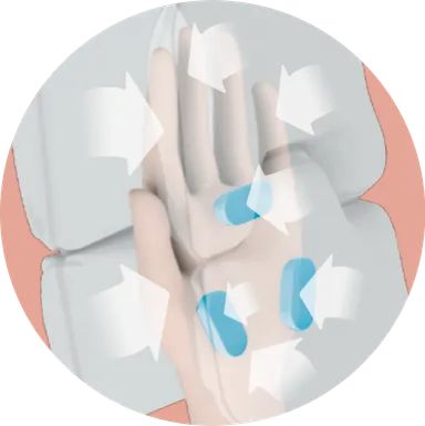 オリジナルのパッドとエアバッグでしっかりアプローチ