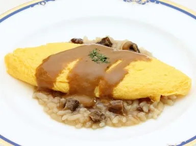 ポルチーニ茸のリゾットとオムレツ