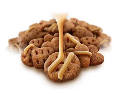 独自開発のお魚味クリームをドライ粒の外側にデコレーション